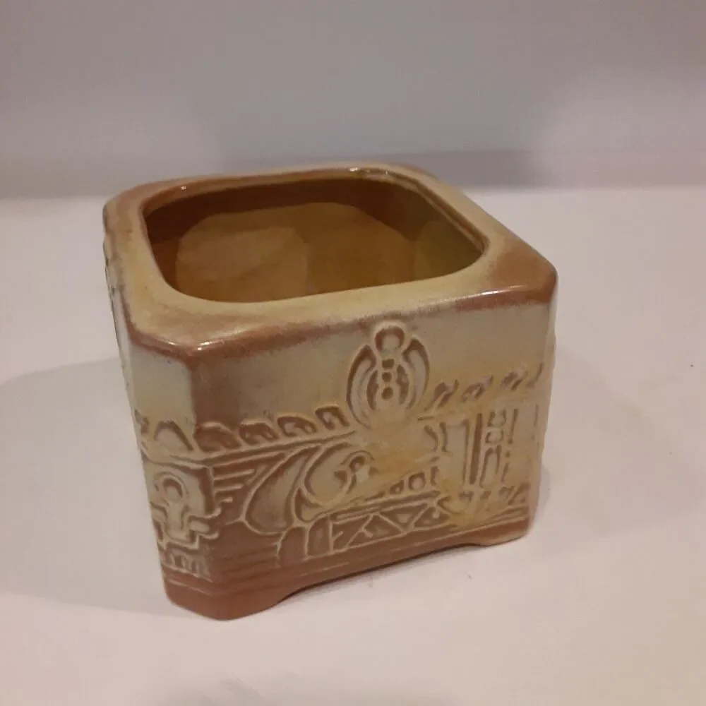 Vintage Frankoma #24G Planter Buckskin Tan Pictograph
